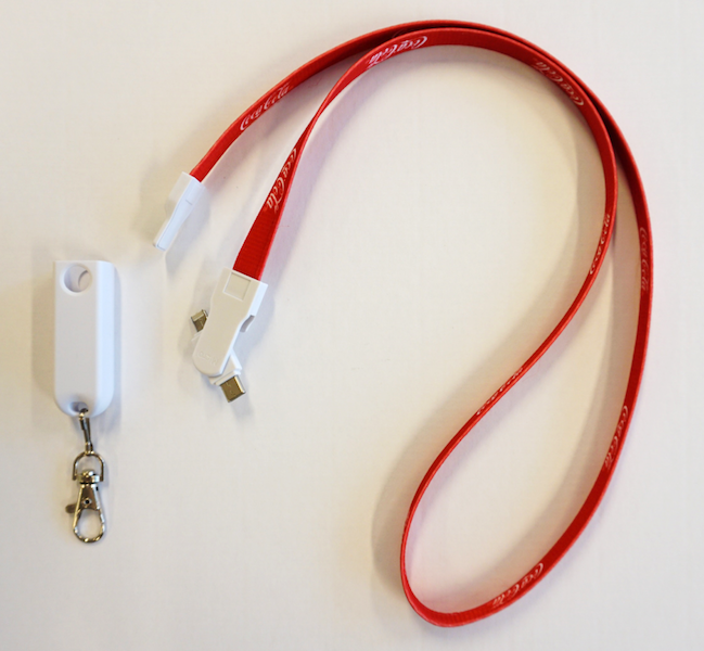 Branded LENNY D Lanyard 3 in 1 : Micro USB, Lightning and USB type C